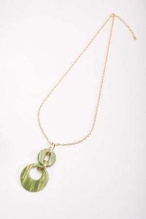 Green Tortoise Drop Link Necklace