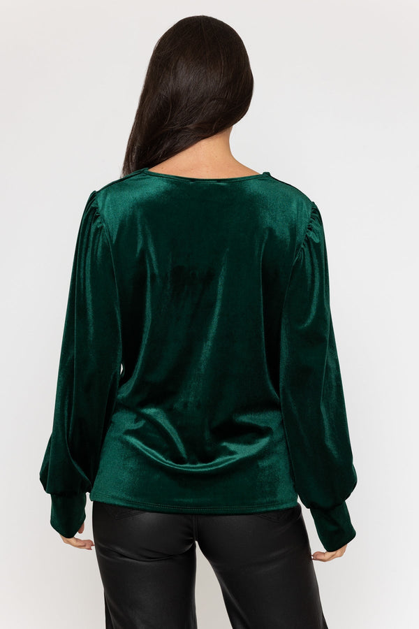 Carraig Donn Green Velvet Cowl Neck Top
