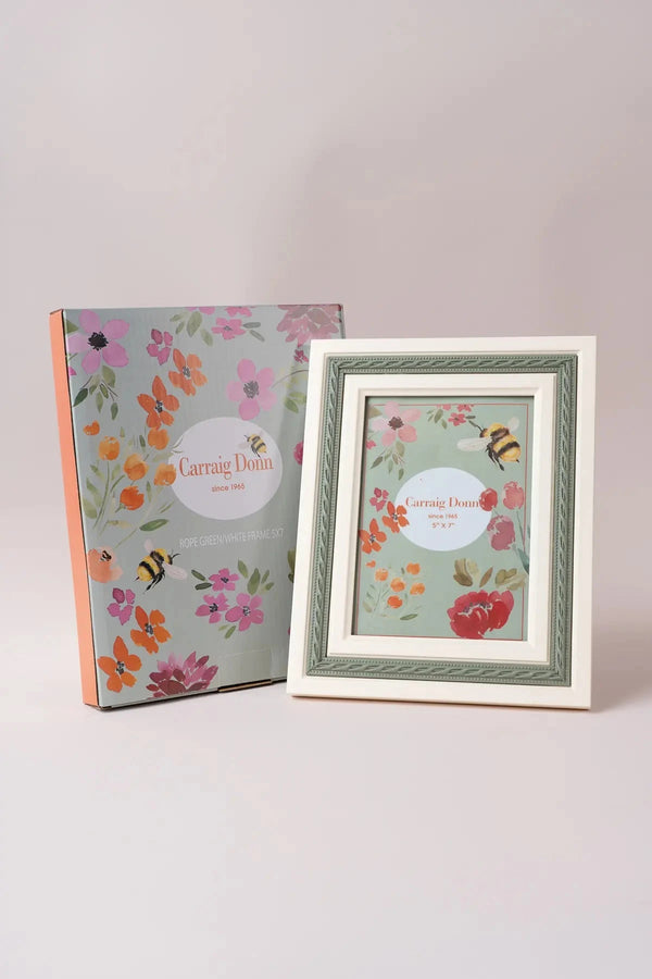 Carraig Donn Green & White Rope Photo Frame 5x7