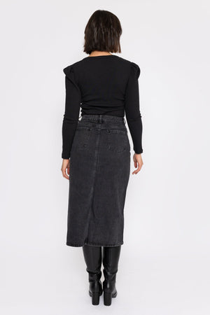 Carraig Donn Grey Denim Midi Skirt