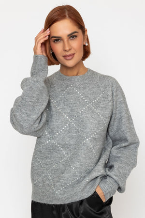 Carraig Donn Grey Embellished Knit Jumper