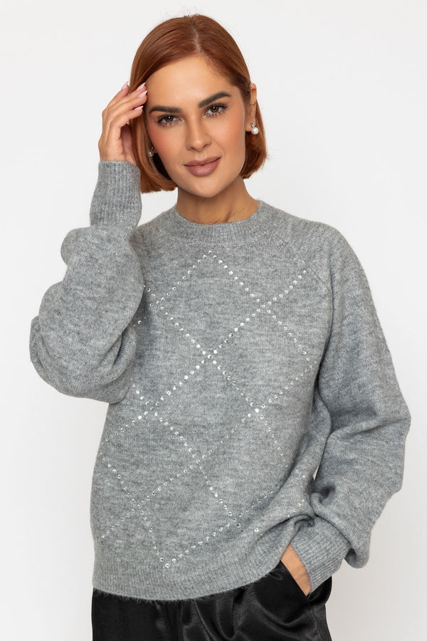 Carraig Donn Grey Embellished Knit Jumper