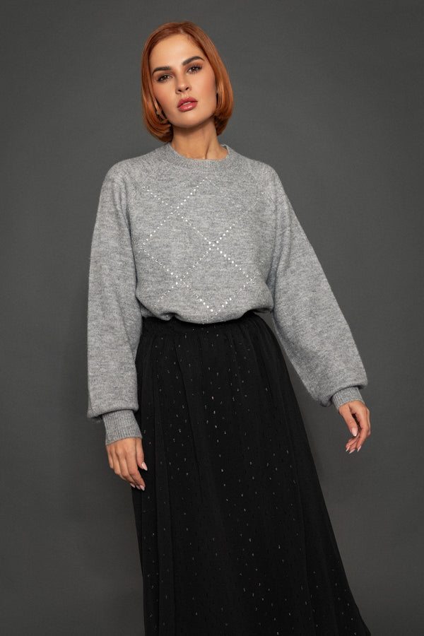 Carraig Donn Grey Embellished Knit Jumper