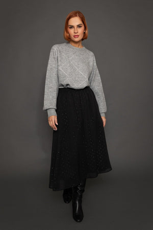 Carraig Donn Grey Embellished Knit Jumper