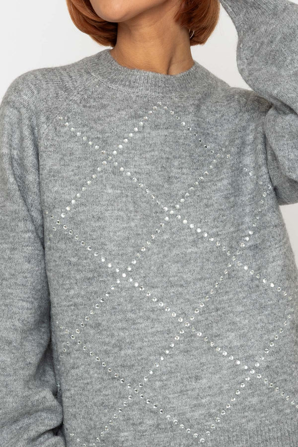 Carraig Donn Grey Embellished Knit Jumper