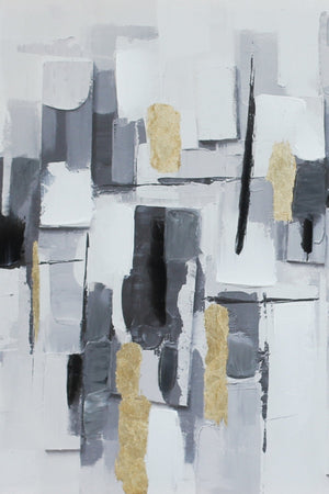 Carraig Donn Grey & Gold Abstract Slate Canvas Wall Art