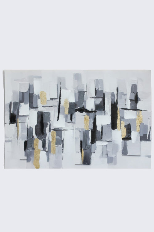 Grey & Gold Abstract Slate Canvas Wall Art