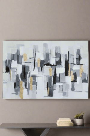 Carraig Donn Grey & Gold Abstract Slate Canvas Wall Art