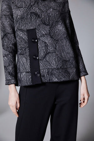 Carraig Donn Grey Jacquard Button Top