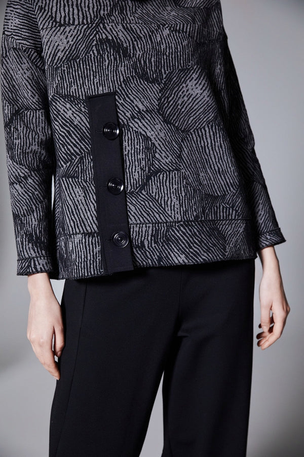 Carraig Donn Grey Jacquard Button Top