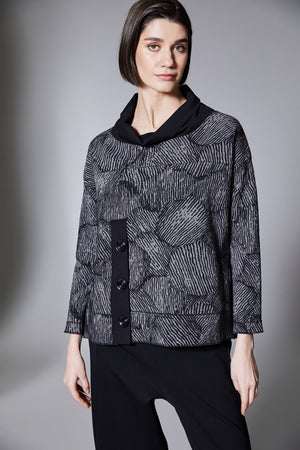 Carraig Donn Grey Jacquard Button Top
