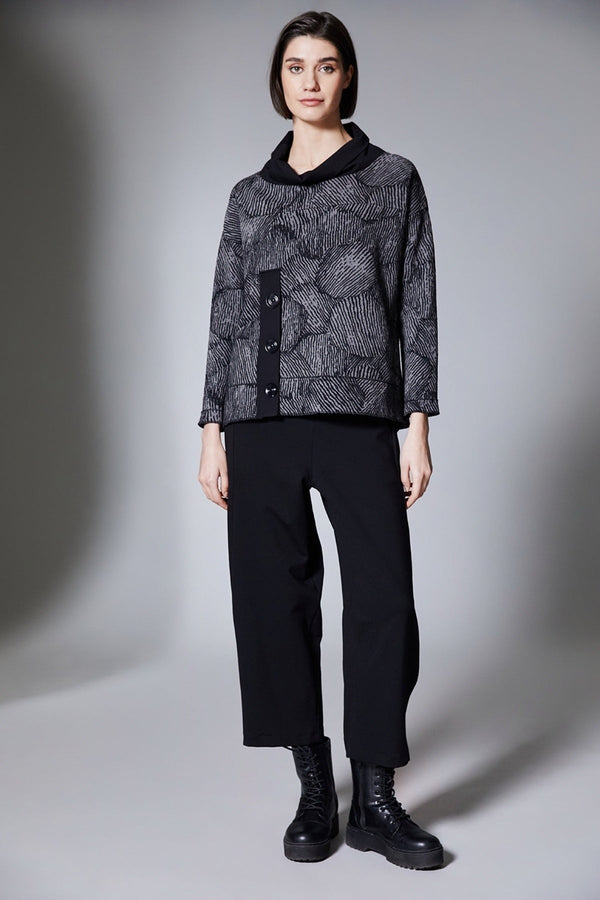 Carraig Donn Grey Jacquard Button Top