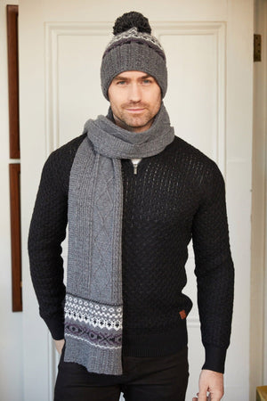Carraig Donn Grey Men's Hat & Scarf Gift Set