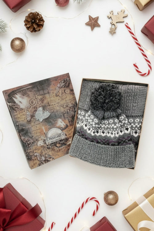 Grey Men's Hat & Scarf Gift Set