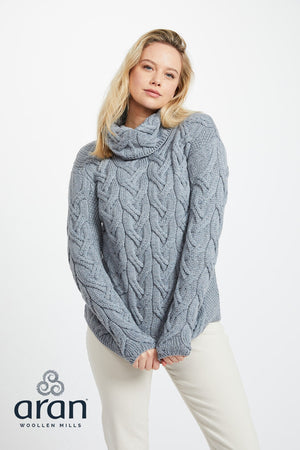 Grey Merino Cowl Neck Sweater