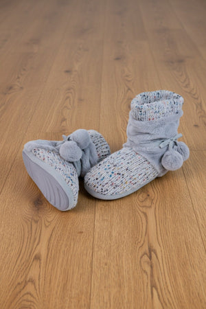 Carraig Donn Grey Slouchy Knit Slipper Booties