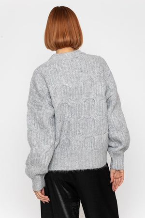 Carraig Donn Grey Soft-Touch Cable Knit Crew Jumper