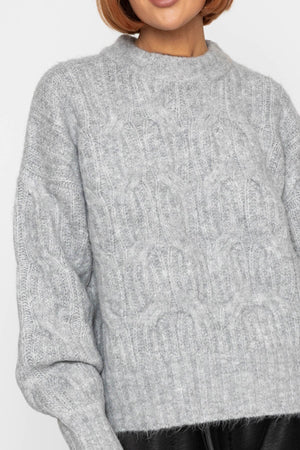 Carraig Donn Grey Soft-Touch Cable Knit Crew Jumper