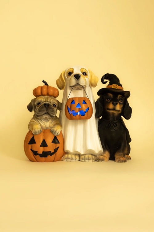 Trio Of Halloween Dog Figurines Decorative Ornament