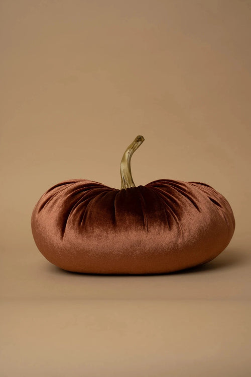 Carraig Donn Halloween Pumpkin Cushion in Bronze Velvet
