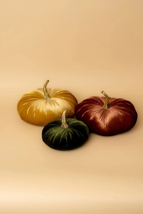 Carraig Donn Halloween Pumpkin Cushion in Bronze Velvet