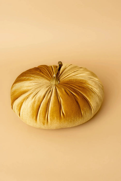 Carraig Donn Halloween Pumpkin Cushion in Gold Velvet