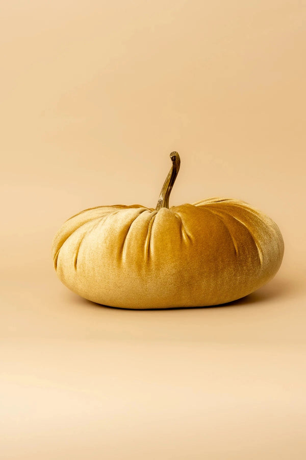 Carraig Donn Halloween Pumpkin Cushion in Gold Velvet