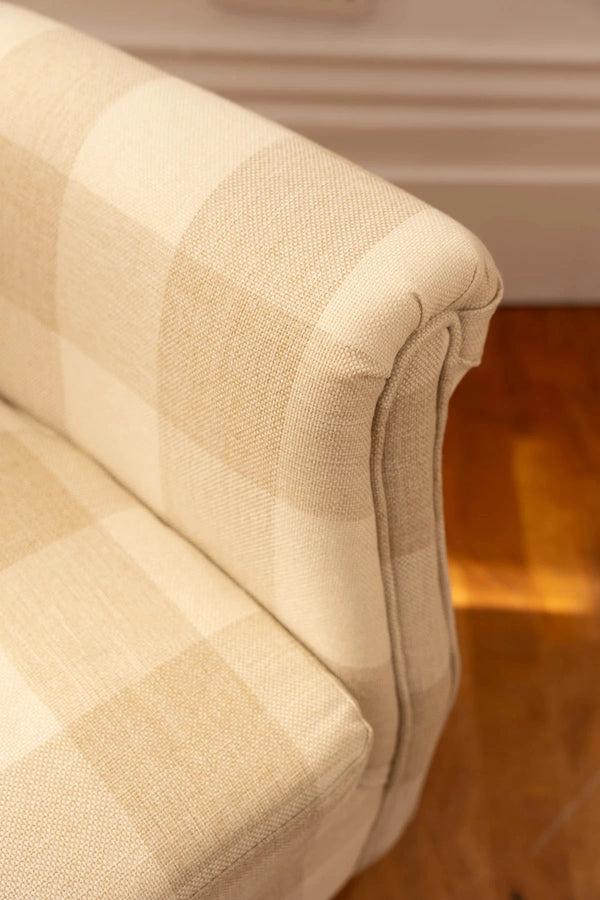 Carraig Donn Hampton Grey Checked Armchair with Wooden Legs