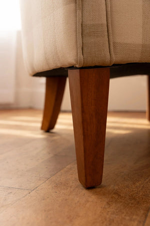 Carraig Donn Hampton Grey Checked Armchair with Wooden Legs