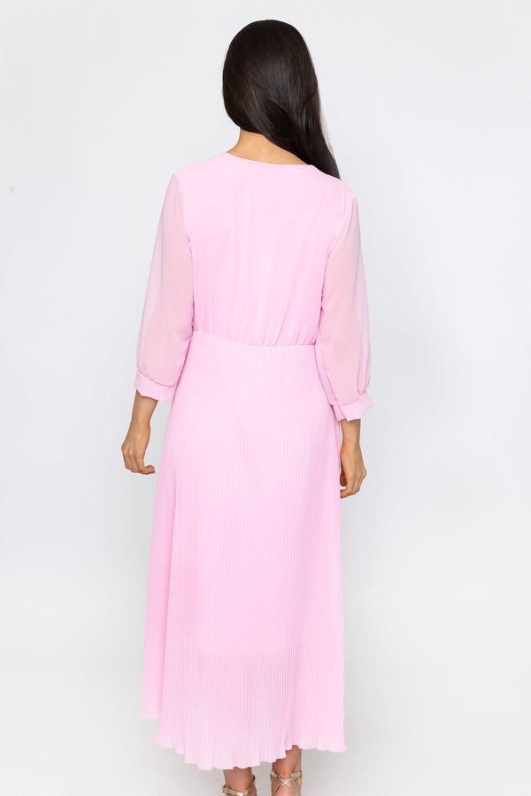 open lace back dress Hannah Midi Dress in Baby Pink | Ladies Fashion