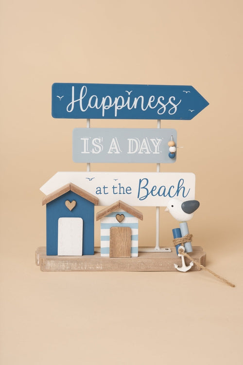 Happiness Beach Wooden Plaque