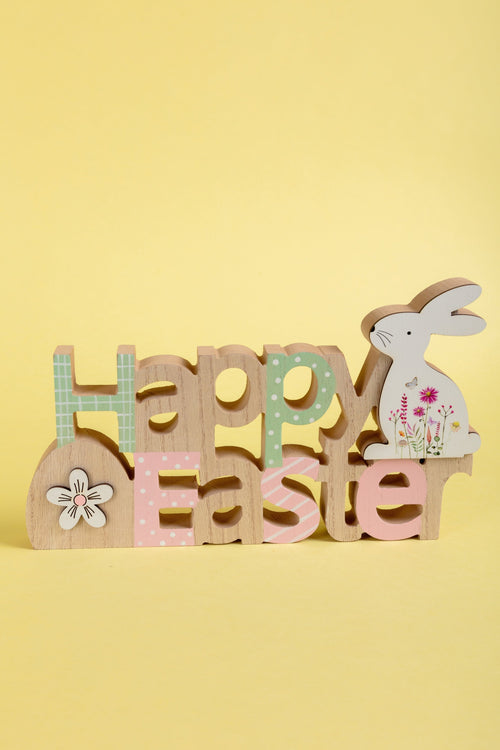 Happy Easter Plaque with Bunny Design