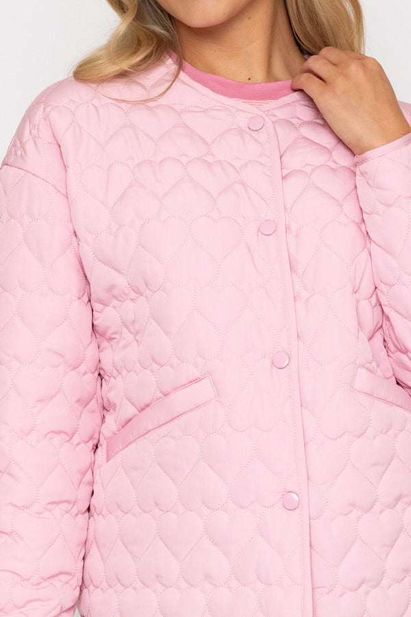 Carraig Donn Heart Quilted Jacket in Pink