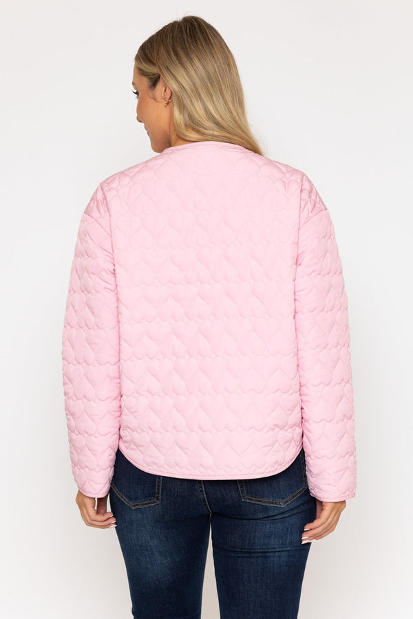 Carraig Donn Heart Quilted Jacket in Pink