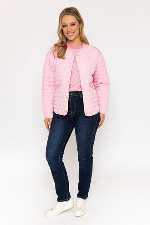 Carraig Donn Heart Quilted Jacket in Pink