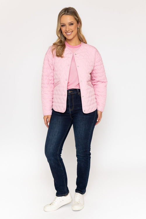 Carraig Donn Heart Quilted Jacket in Pink