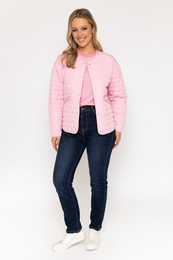 Carraig Donn Heart Quilted Jacket in Pink