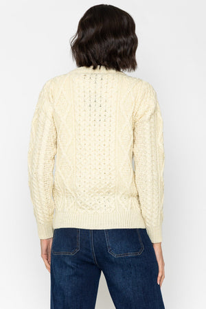 Carraig Donn Heritage Cable Knit Cardigan in Ecru