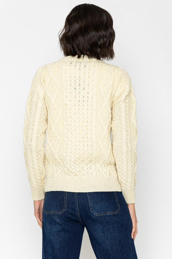 Carraig Donn Heritage Cable Knit Cardigan in Ecru