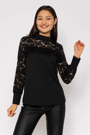 High Neck Lace Top in Black