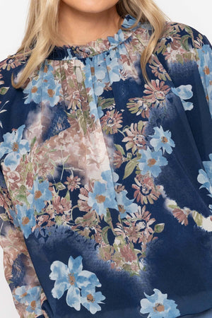 Carraig Donn High Neck Printed Top in Navy