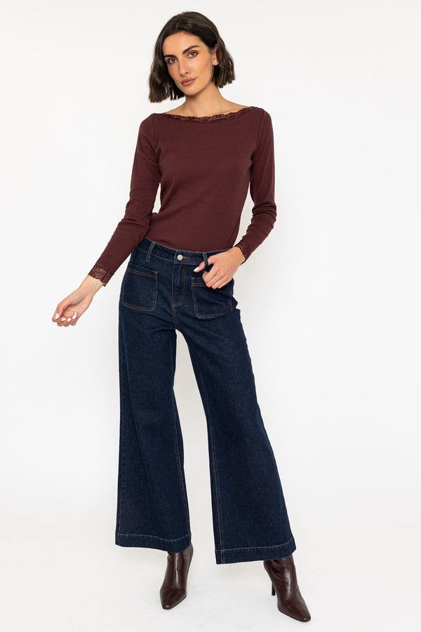 Carraig Donn High Waist Flare Jeans with Patch Pockets in Denim