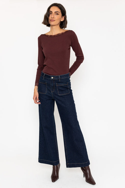 Carraig Donn High Waist Flare Jeans with Patch Pockets in Denim
