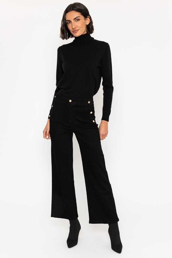 Carraig Donn High Waist Stretch Jeans With Gold Buttons