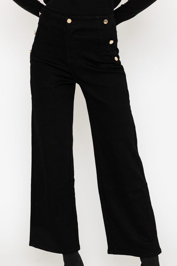 Carraig Donn High Waist Stretch Jeans With Gold Buttons
