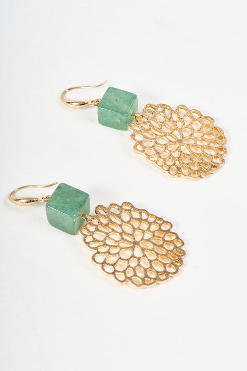 Honeycomb Gold Drop Earrings