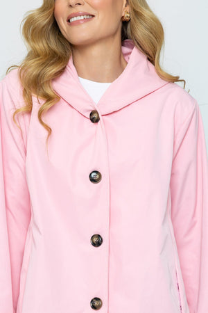 Carraig Donn Hooded Button Up Jacket in Pink