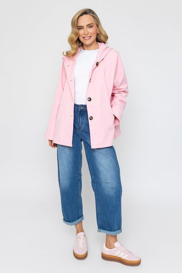 Carraig Donn Hooded Button Up Jacket in Pink