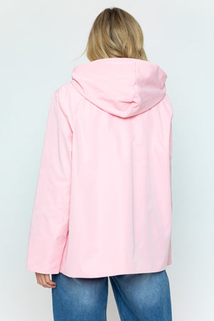 Carraig Donn Hooded Button Up Jacket in Pink