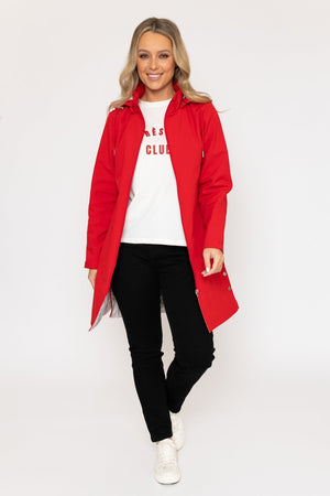 Carraig Donn Hooded Soft Shell Rain Jacket in Red